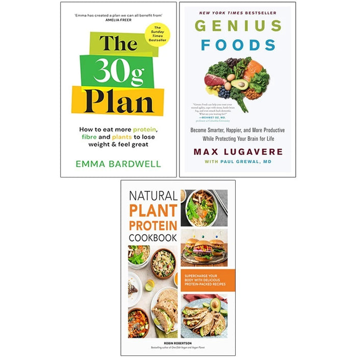 30g Plan,Natural Plant Protein,Genius Foods(HB) 3 Books Collection Set - The Book Bundle