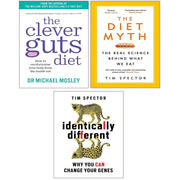 Collection of three books from Clever Guts Diet by Michael Mosley and Professor Tim Spector, featuring diet myths and gut health insights.