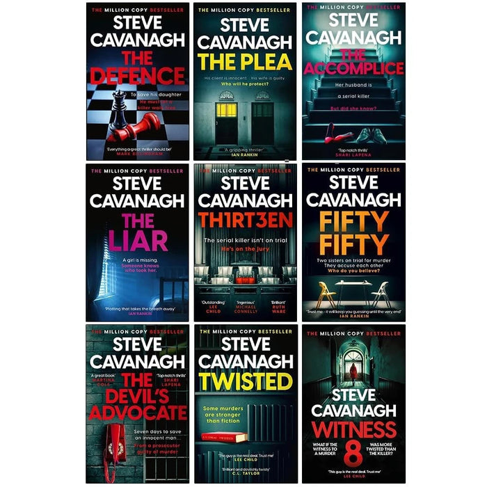 Eddie Flynn Series 9 Books Collection Set By Steve Cavanagh(The Defence ,The Plea ,The Liar ,Thirteen, Fifty Fifty, The Devil’s Advocate, The Accomplice, Twisted  & Witness 8) - The Book Bundle