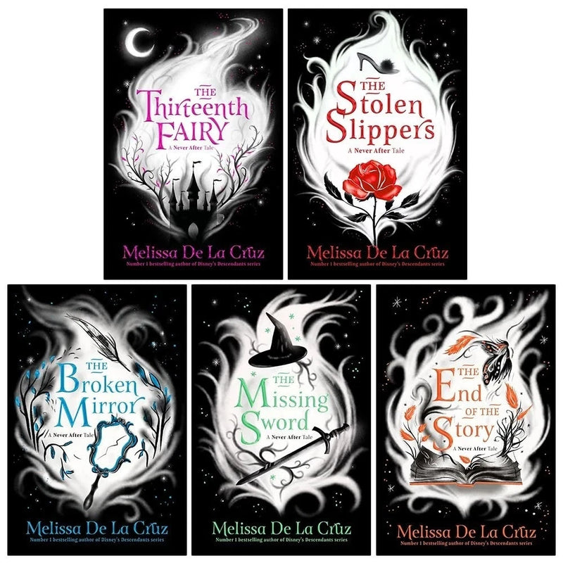 The Chronicles of Never After Series 5 book collection by Melissa de la Cruz, featuring fantasy stories in colorful covers.