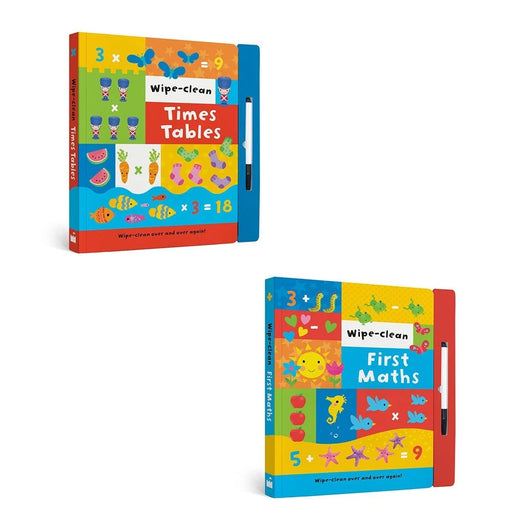 Sandcastle Books 2 Books Set First Maths, Times Tables Wipe Clean Board book - The Book Bundle