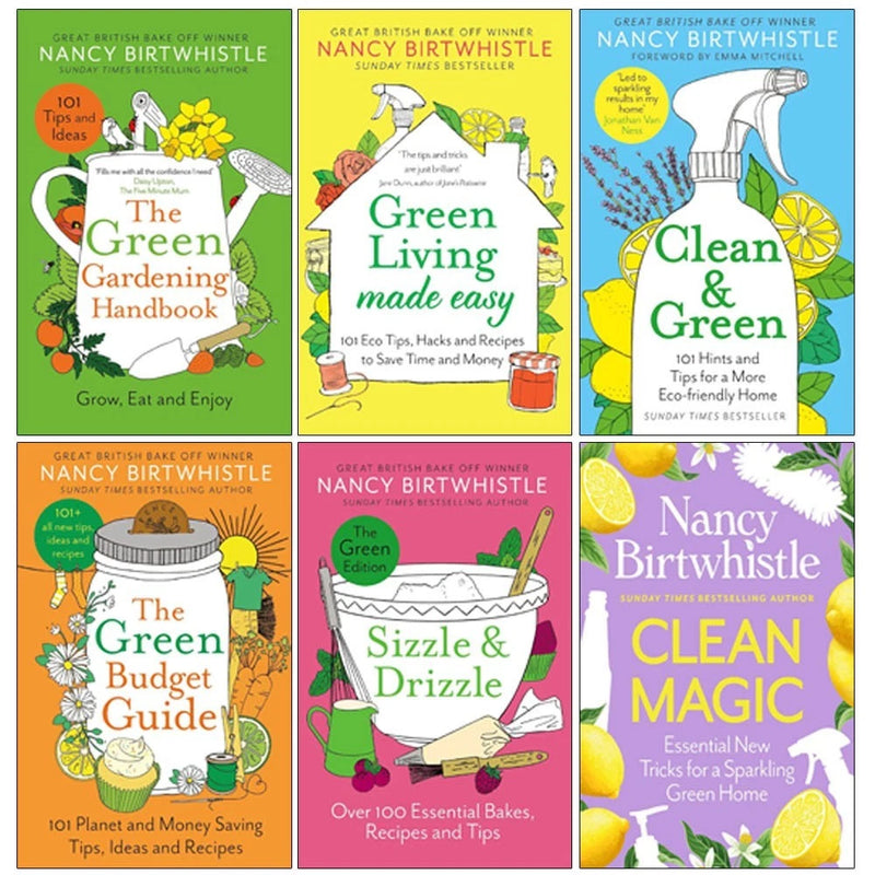 Nancy Birtwhistle Clean Magic, Green & Easy Living book set featuring six eco-friendly lifestyle books by Nancy Birtwhistle.