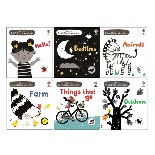 Baby's Black and White Collection 6 Books Set By Mary Cartwrigh( Hello,Bedtime,Animals,Farm,Outdoors) - The Book Bundle