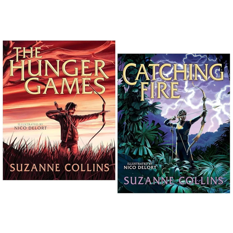 The Hunger Games Illustrated Edition by Suzanne Collins 2 Books Collection Set - The Book Bundle