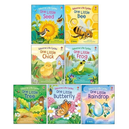 Usborne Life Cycles Collection 7 Books Set by Lesley Sims(Seed,Bee, Chick , Frog ,Tree,Butterfly & Raindrop) - The Book Bundle