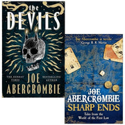 Joe Abercrombie Collection 2 books set featuring The Devils hardcover and Sharp End from Gollancz Ltd, displayed together.
