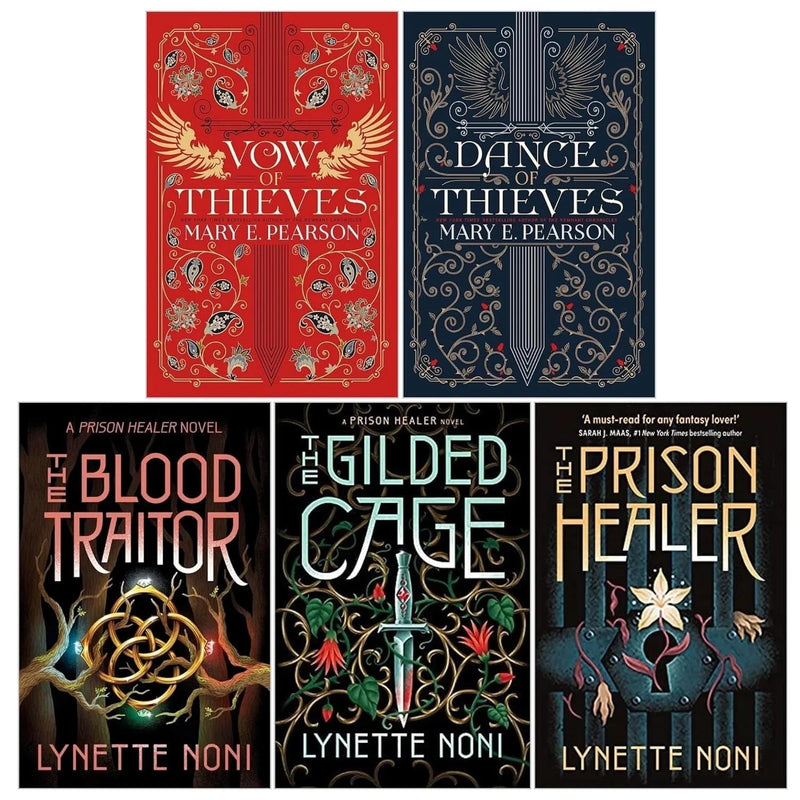 Five-book collection set including The Prison Healer series by Lynette Noni and Dance of Thieves series by Mary E. Pearson, paperback edition.
