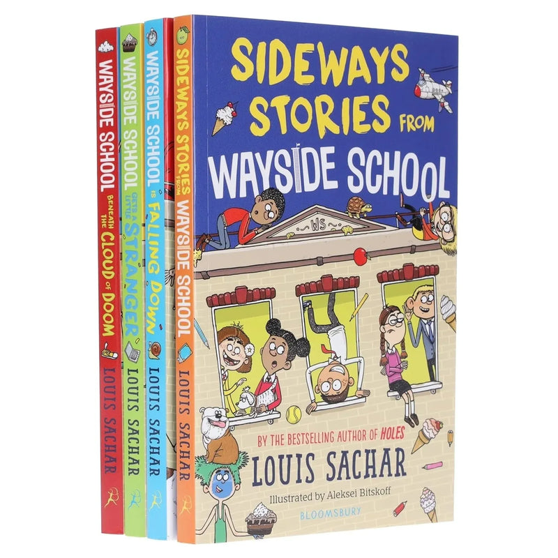 Wayside School Series by Louis Sachar 4 Books Set(Wayside School,Falling Down, Gets a Little Stranger  &  Beneath the Cloud of Doom ) - The Book Bundle