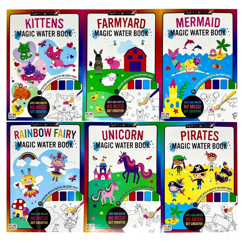 Little Artists Magic Water Posters Book 6 Books Collection Set - The Book Bundle