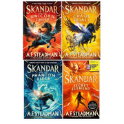 Skandar Series 4 Books Collection Set by A. F.Steadman(Secret Element,Chaos Trials,Phantom Rider & Unicorn Thief) - The Book Bundle