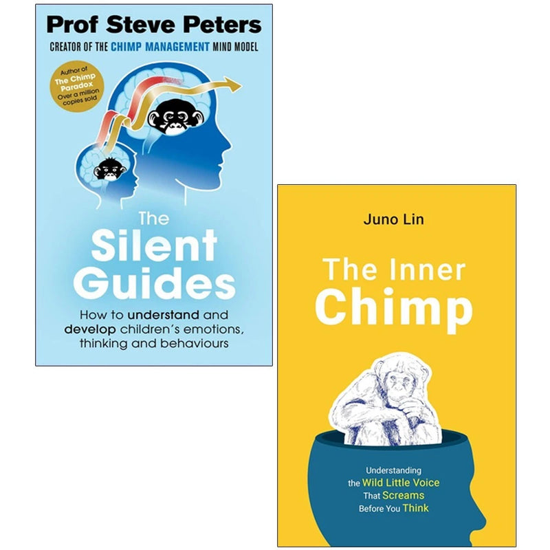 Inner Chimp Mind Management for Parents book set by Professor Steve Peters and Juno Lin, featuring two paperback books on mental well-being.