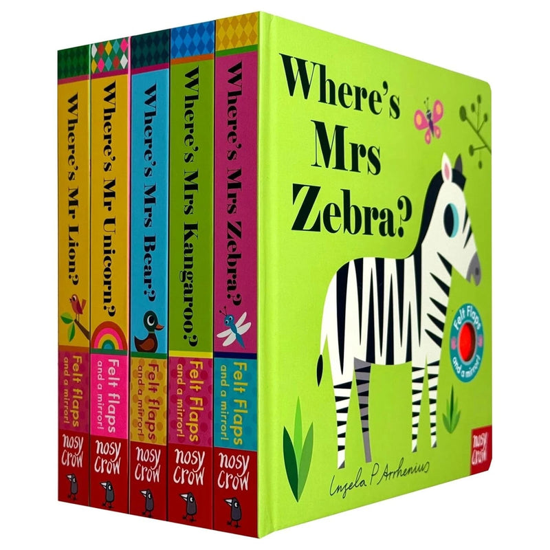 Set of five children's board books from Ingela P Arrhenius' Where's Animals Collection, featuring colorful animal illustrations for ages 0-2.