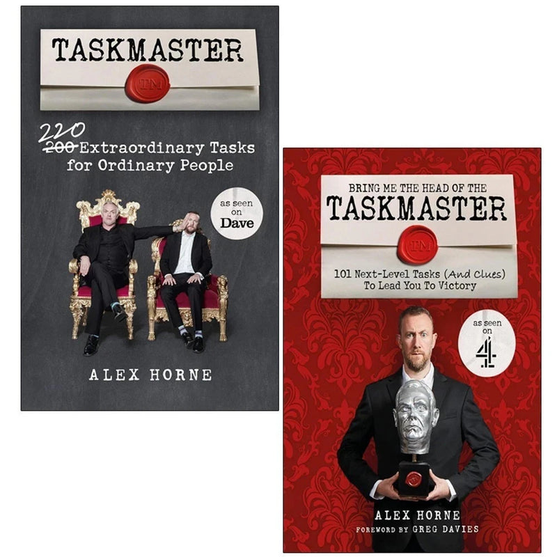 Alex Horne Taskmaster 2 Books Collection Set(Bring Me The Head Of The Taskmaster& Taskmaster: 220 Extraordinary Tasks for Ordinary People) - The Book Bundle