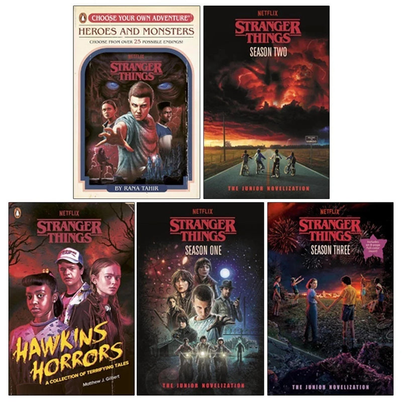 Stranger Things 5 Books Collection Set featuring Hawkins horrors, heroes, and monsters in paperback by Penguin UK.