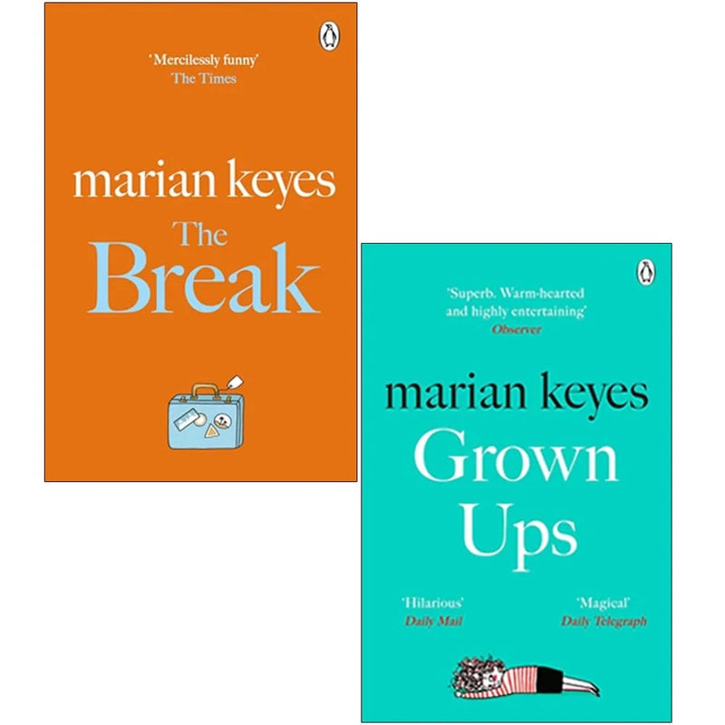 Collection of Marian Keyes' The Break and Grown Ups 2 paperback books by Penguin/Michael Joseph, featuring colorful cover art.