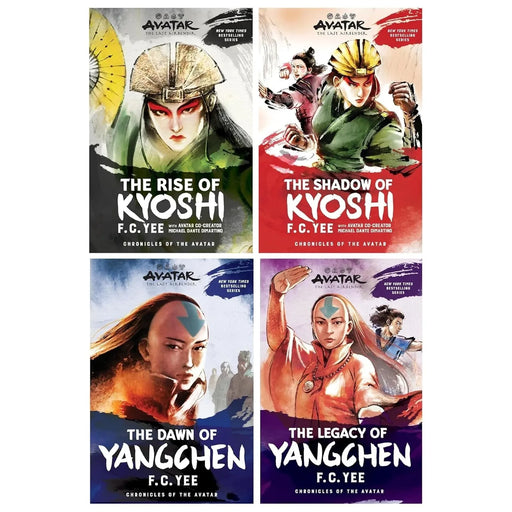 Four paperback books from the Chronicles of the Avatar collection by F.C. Yee, featuring colorful cover art and the Amulet Books UK Ltd logo.