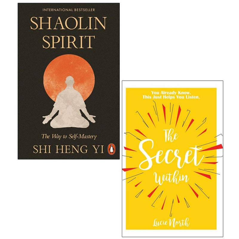 Two paperback books by Lucie North and Shi Heng Yi from the Shaolin Spirit collection, featuring titles on self-mastery and inner secrets.