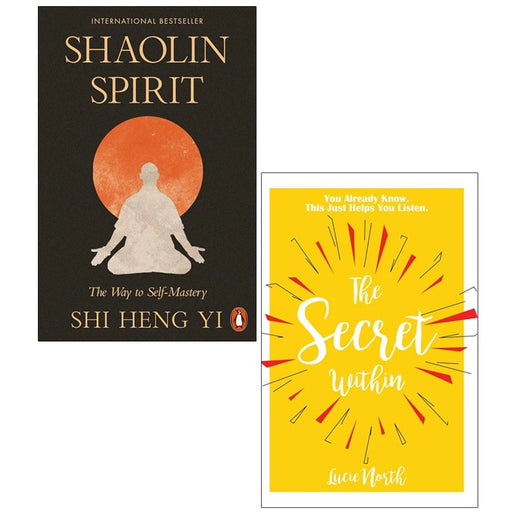 Two paperback books by Lucie North and Shi Heng Yi from the Shaolin Spirit collection, featuring titles on self-mastery and inner secrets.