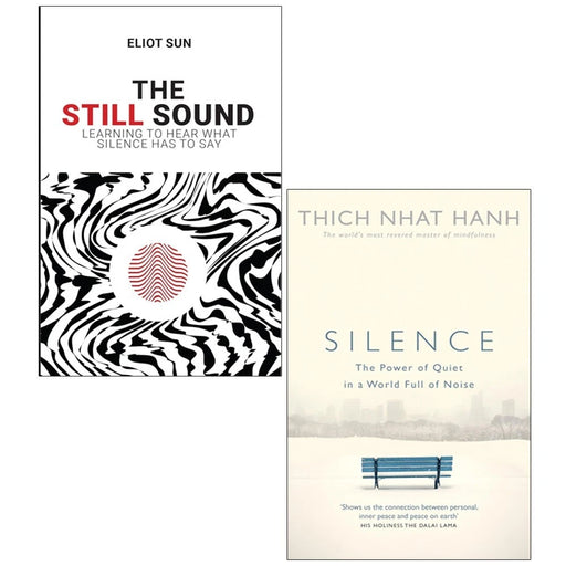 Two paperback books from The Still Sound, Silence collection by Thich Nhat Hanh and Eliot Sun, exploring inner peace and quiet.