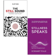 Set of two paperback non-fiction books, "Still Sound" and "Stillness Speaks" by Eliot Sun and Eckhart Tolle, published by Yellow Kite.