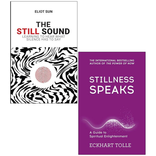 Set of two paperback non-fiction books, "Still Sound" and "Stillness Speaks" by Eliot Sun and Eckhart Tolle, published by Yellow Kite.