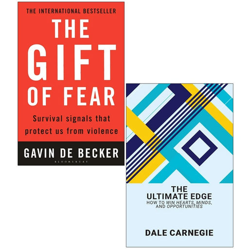 Paperback collection of "The Gift of Fear" and "The Ultimate Edge" by Gavin de Becker and Dale Carnegie, non-fiction books in a set.