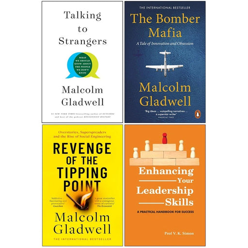Four-book collection by Malcolm Gladwell including Talking to Strangers and The Bomber Mafia, non-fiction, mixed formats.