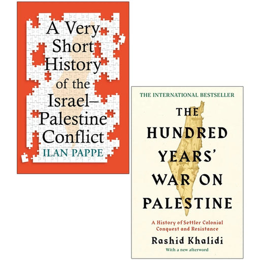 Set of two paperback books on Israel–Palestine conflict by Ilan Pappe and Rashid Khalidi, non-fiction history from Profile and Oneworld Publications.