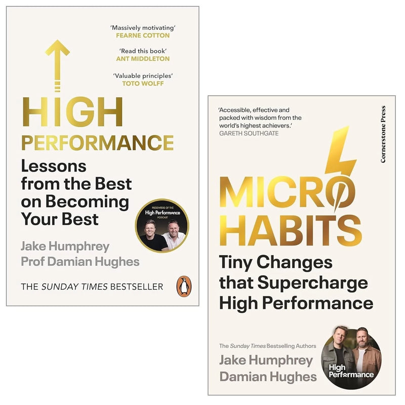 Micro-Habits and High Performance books by Jake Humphrey and Damian Hughes, paperback collection set, non-fiction titles.