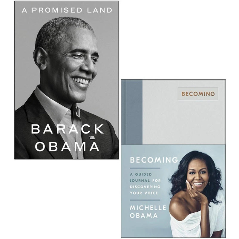 Two nonfiction books, "A Promised Land" by Barack Obama and "Becoming" by Michelle Obama, in a Penguin/Viking collection set.