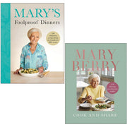 Hardcover collection of two Mary Berry cookbooks, "Cook and Share" and "Mary's Foolproof Dinners," featuring recipes and cooking tips.
