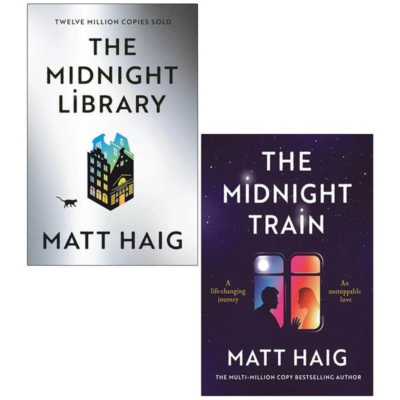 Two fiction books by Matt Haig, The Midnight Train and The Midnight Library, from the Canongate Books collection, shown together.