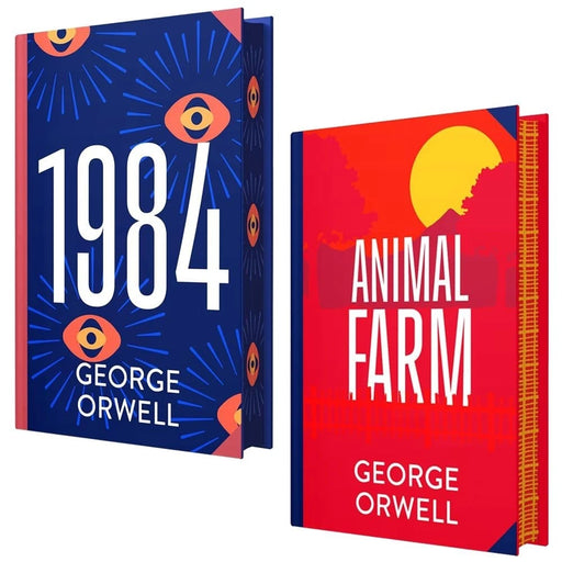 Hardcover 1984 and Animal Farm book set by George Orwell, featuring classic dystopian fiction with detailed cover art.