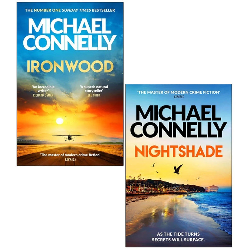 Michael Connelly collection of two paperback crime fiction books, Nightshade and Ironwood, published by Orion.