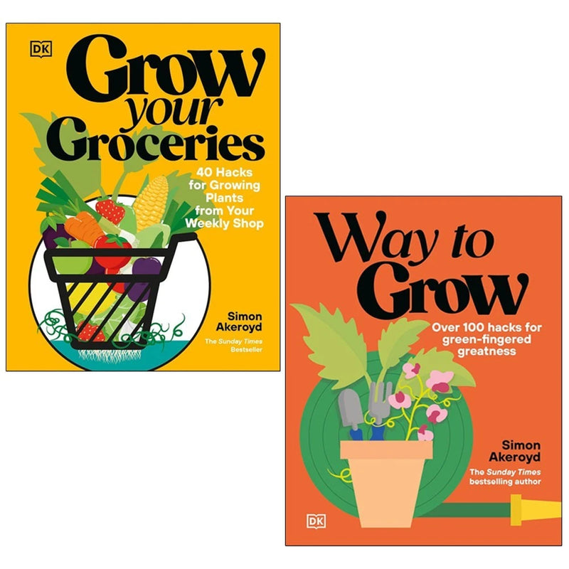 Way To Grow & Grow Your Groceries 2 Books Collection Set by Simon Akeroyd - Non Fiction - Hardcover