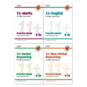 CGP 11+ GL Practice Book and Assessment Tests 4-book collection set, non-fiction paperback covers