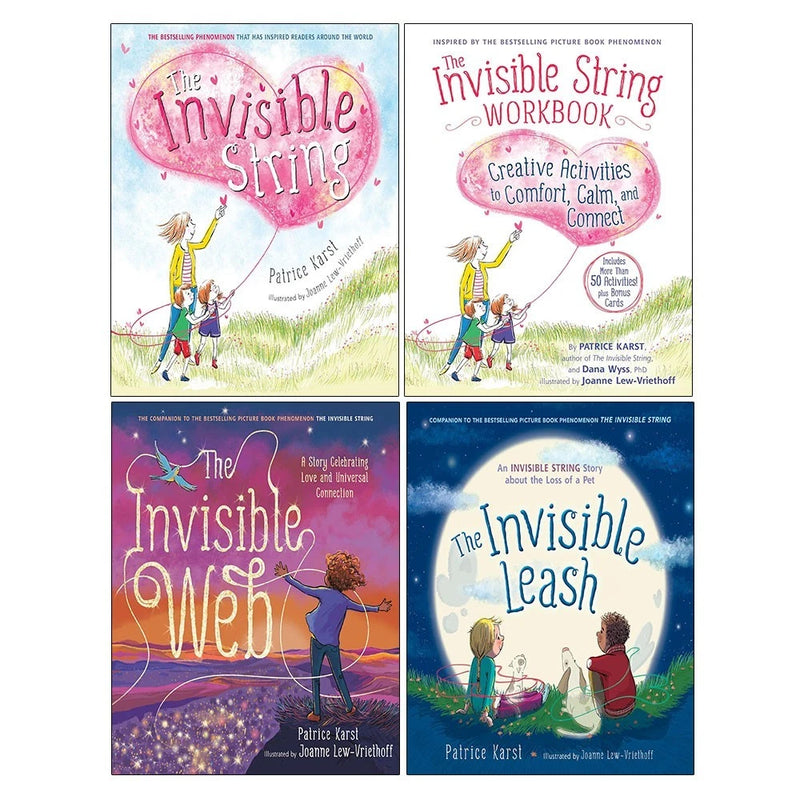 Set of four Invisible String books by Patrice Karst, featuring colorful covers and illustrations for young readers.