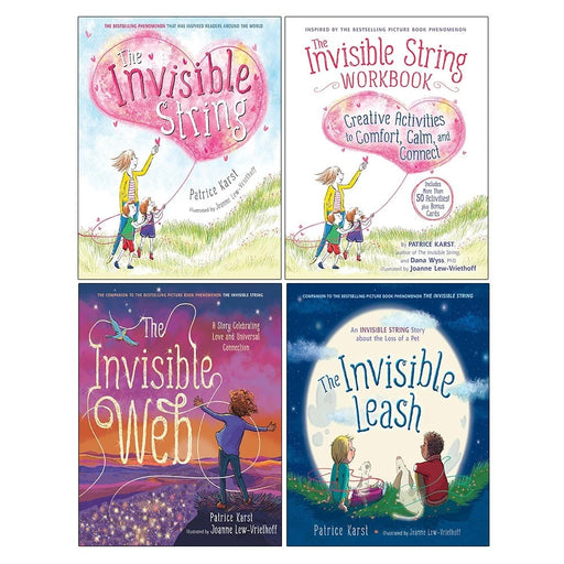 Set of four Invisible String books by Patrice Karst, featuring colorful covers and illustrations for young readers.