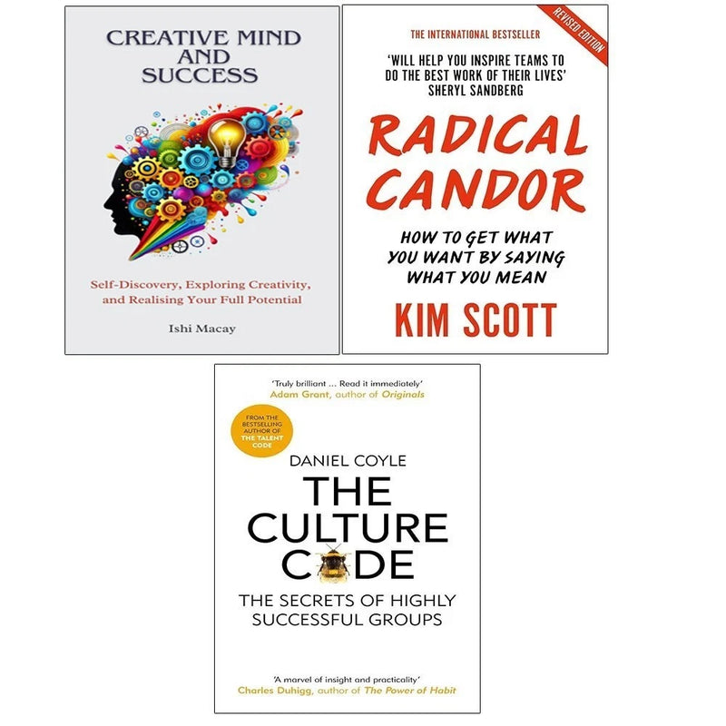 Culture Code, Radical Candor, Creative Mind And Success 3 Books Collection Set - The Book Bundle