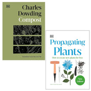 Two hardcover gardening books by Alan Toogood and the RHS on composting and propagating plants, published by Dorling Kindersley Ltd.