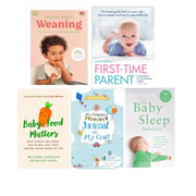 Set of five parenting books on baby weaning and first-time parent advice by Yellow Kite, featuring insights from Drs Clare Llewellyn and Hayley Syrad