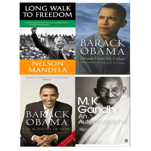 The Story of My Experiments with Truth, Long Walk To Freedom, Dreams From My Father, The Audacity Of Hope 4 Books Collection Set - The Book Bundle