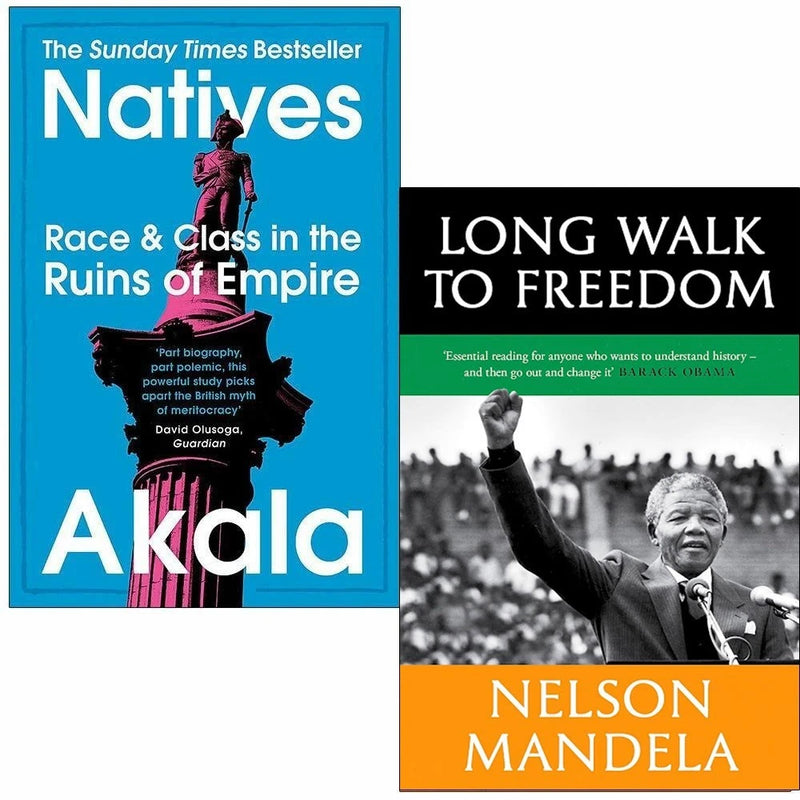 Two Roads and Abacus book set featuring Nelson Mandela's autobiography "Long Walk to Freedom" by Akala and Nelson Mandela.