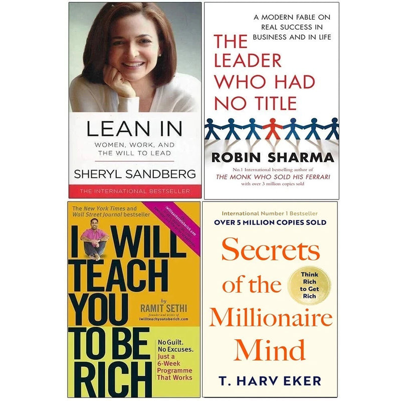 Lean In, The Leader Who Had No Title, I Will Teach You To Be Rich 4 Books Collection Set - Non Fiction - Mixed Format
