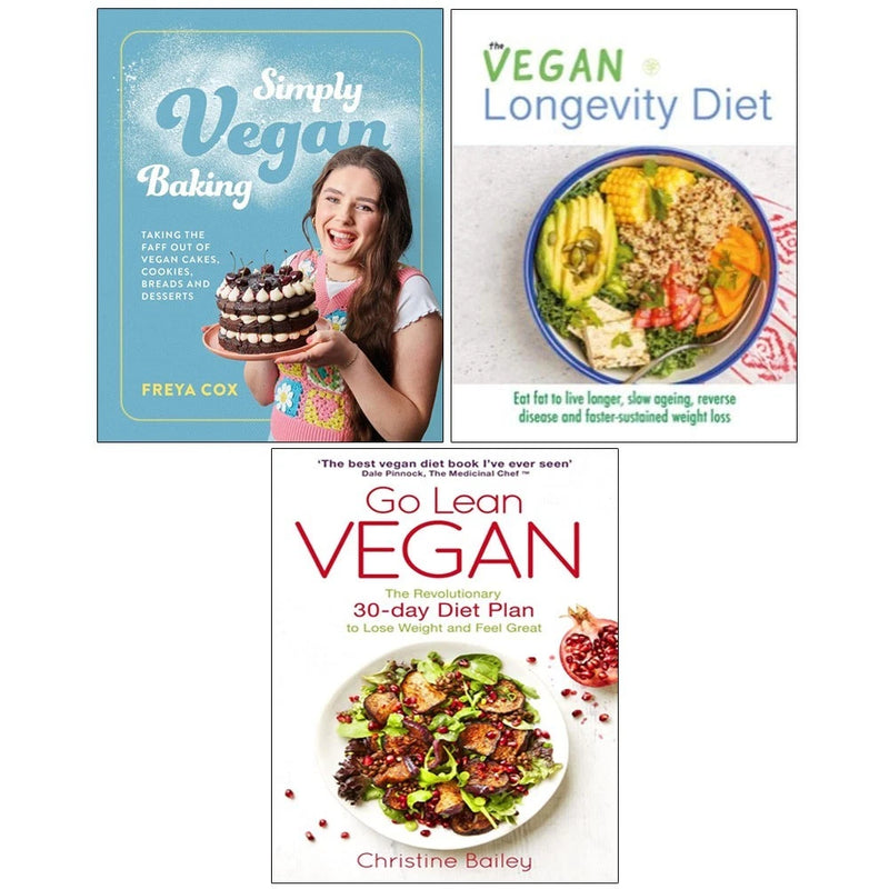 Simply Vegan Baking, Vegan Longevity Diet, Go Lean Vegan 3 Books Collection Set - Non Fiction - Mixed Format