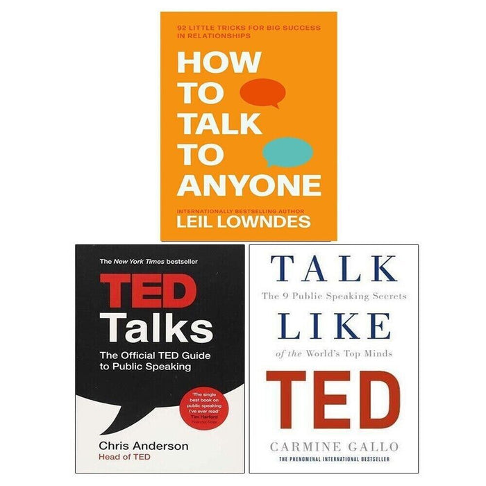 How to Talk to Anyone, Ted Talks, Talk Like Ted 3 Books Collection Set - The Book Bundle