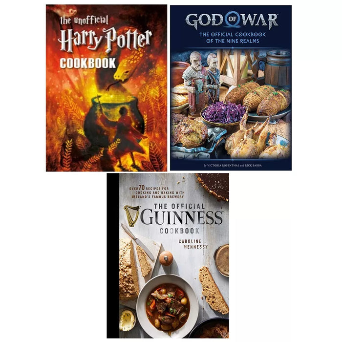 Official Cookbook 3 Books Set Unofficial Harry Pot, Official Guinness, God of War - The Book Bundle