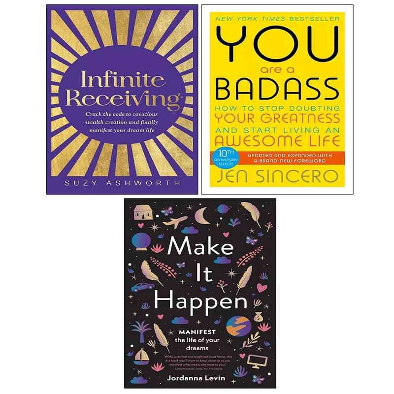 Infinite Receiving, Make It Happen, You Are a Badass Jen Sincero 3 Books Set - The Book Bundle