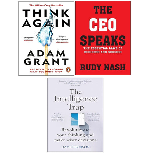 Think Again Adam Grant, CEO Speaks Rudy Nash, Intelligence Trap 3 Books Set - The Book Bundle