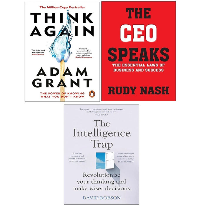 Think Again Adam Grant, CEO Speaks Rudy Nash, Intelligence Trap 3 Books Set - The Book Bundle